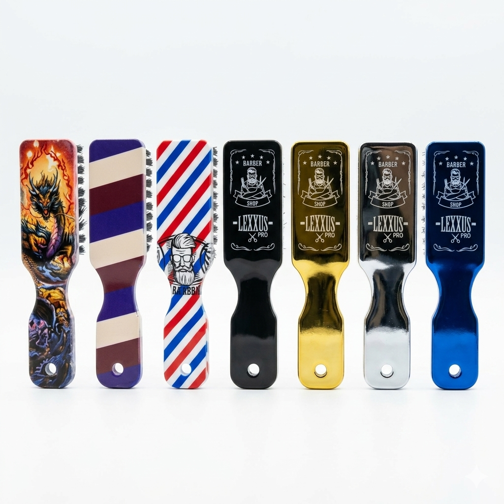 Professional barber brushes combs and mirrors collection