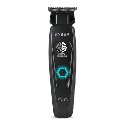 Saber Trimmer - Professional Cordless Hair Trimmer with Full Metal Body and Digital Brushless Motor in Black