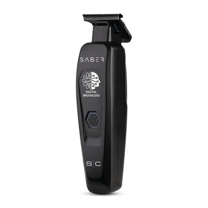 Saber Trimmer - Professional Cordless Hair Trimmer with Full Metal Body and Digital Brushless Motor in Black