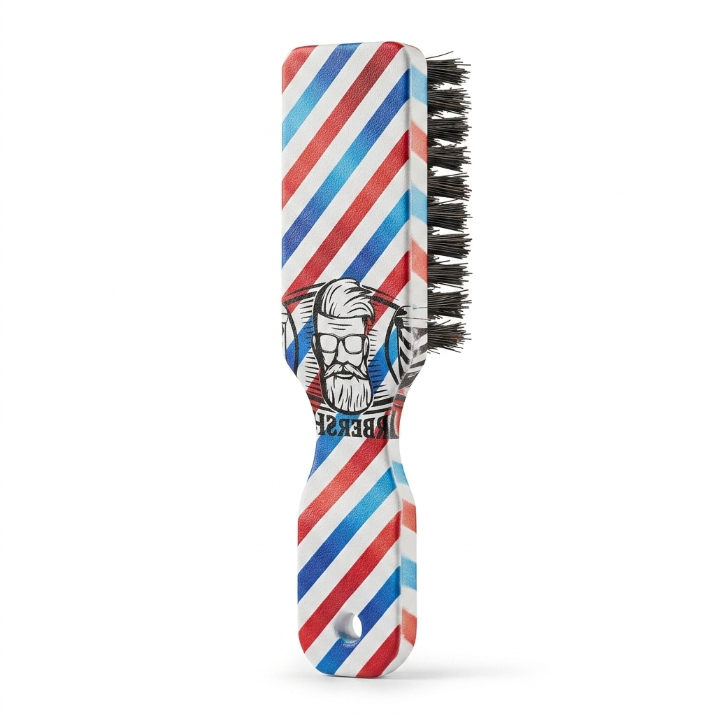 Barber pole design brush with a white background