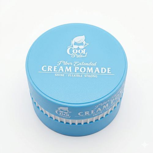 Blue container of Cream Pomade with 'Cool Style' branding on a white background