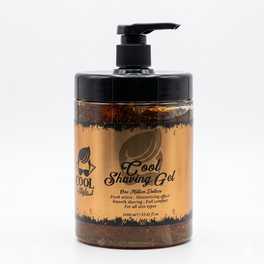 Bottle of CoolStyle Shaving Gel with pump on a white background