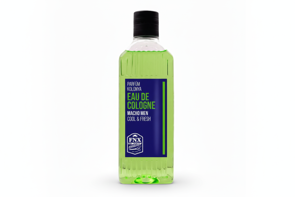 Green bottle of PXN Eau de Cologne on a white background