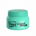 A container of Fonex brilliantine styling cream with a greenish-blue lid and label.