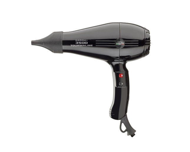 GAMMA+ 3500 Tourmaline Hair Dryer - Professional Tourmaline Ionization Hair Dryer with Supercharged AC Motor in Black