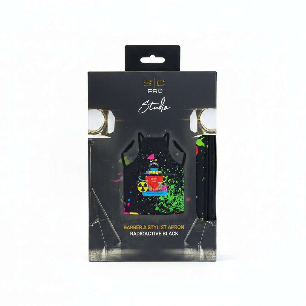Packaged product with colorful design on a black background