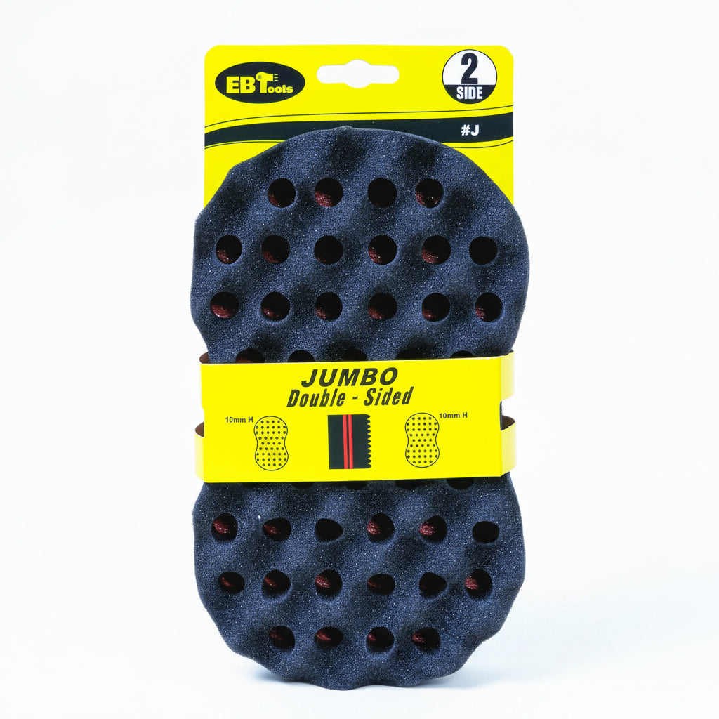Jumbo double-sided sanding strip with yellow packaging on a cardboard background
